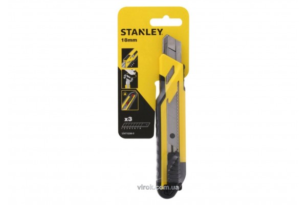Ніж STANLEY "Comfort" з висувним лезом 18 мм і відломними сегментами + 2 запасні леза [Блістер]