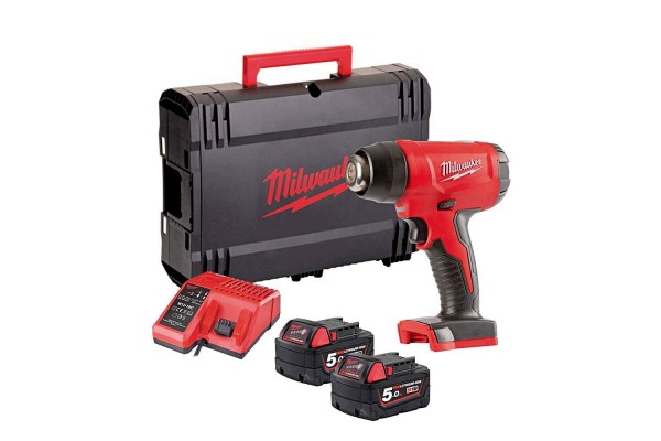 Термоповітродувка   акумуляторна MILWAUKEE, M18 BHG-502C (+ заряд.пристрій, 2 акум.Х 5Аг, кейс)