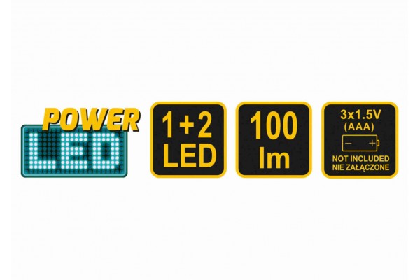 Ліхтар на чоло світлодіодний VOREL 1+2 LED 1 Вт 100 лм 55 x 47 x 29 мм 3 x ААА