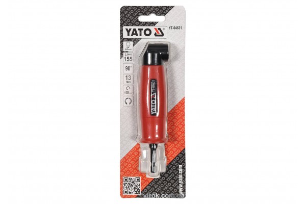 Кутовий тримач-адаптер YATO HEX - 1/4" 155 мм 13 Нм під кутом 90°