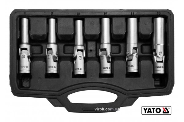Ключі торцеві для свічок накалу на шарнірі YATO 3/8" 8-16 мм 6 шт + кейс