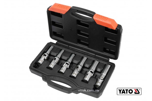 Ключі торцеві для свічок накалу на шарнірі YATO 3/8" 8-16 мм 6 шт + кейс