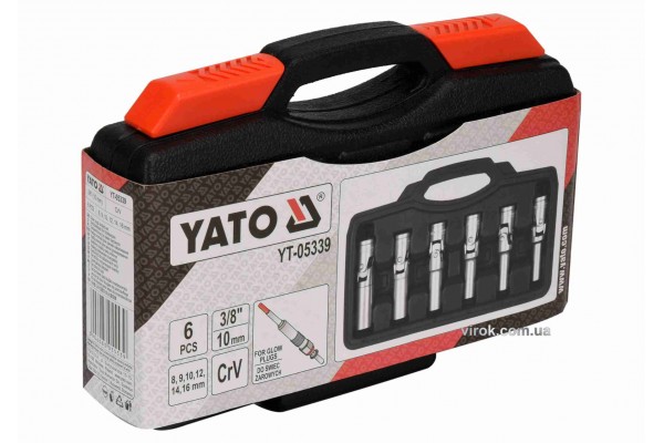 Ключі торцеві для свічок накалу на шарнірі YATO 3/8" 8-16 мм 6 шт + кейс