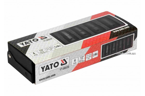 Головки торцеві ударні для зриву гвинтів YATO 1/2" 55 мм М17-26 4 шт