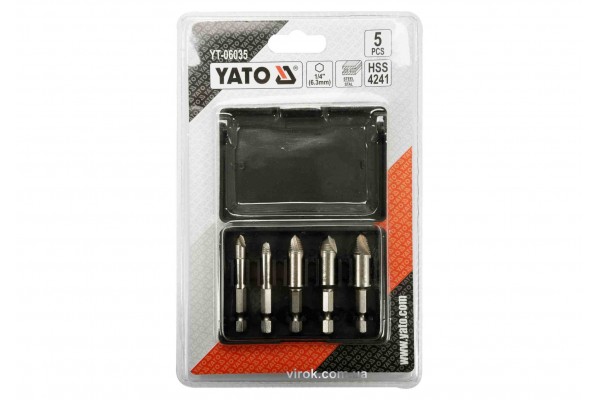 Набір екстракторів для видалення зломаних гвинтів YATO HEX- 1/4" HSS 4241 5 шт