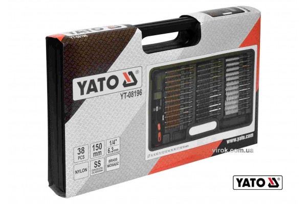 Набір щіток до свічних гнізд зі сталі латуні нейлону YATO 150 мм HEX- 1/4" 38 шт