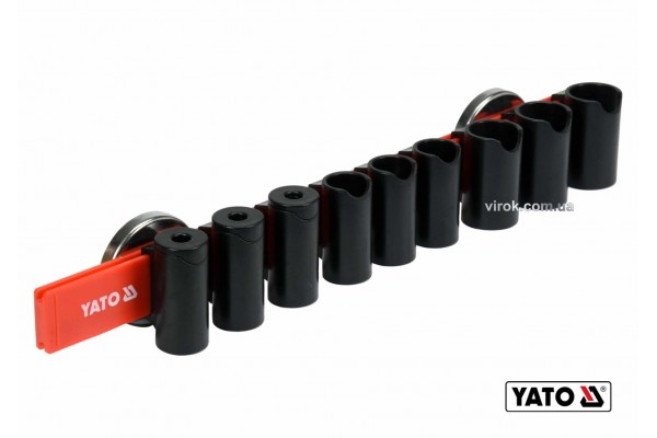 Рейка пластикова з магнітним кріпленням для 9 інструментів YATO 350 х 50 х 40 мм
