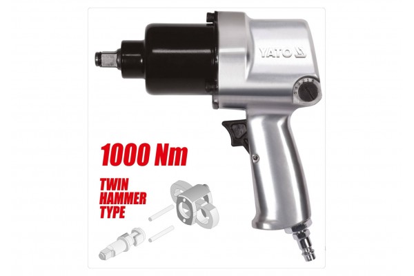 Гайковерт ударний пневматичний YATO 1/2" 1000 Нм 6.3 бар 120 л/хв