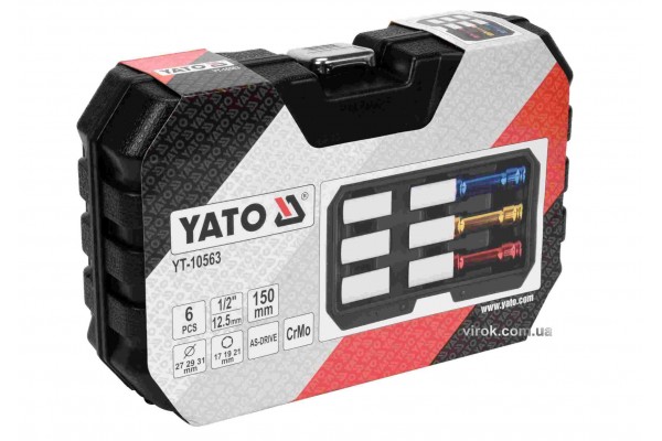 Головки торцеві ударні для алюмінієвих дисків YATO 1/2" 17/19/21 мм 150 мм 6 шт