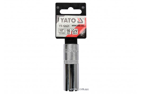 Головка торцева до свічок двигуна YATO 1/2" М16 x 64 мм [Блістер]