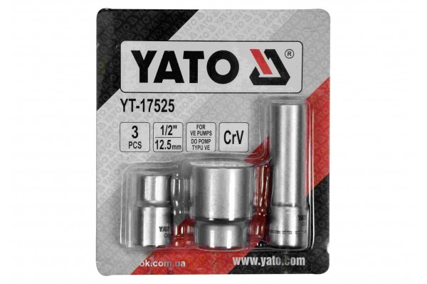 Головки торцеві для обслуговування інжекторних помп YATO 1/2" Cr-V 3 шт