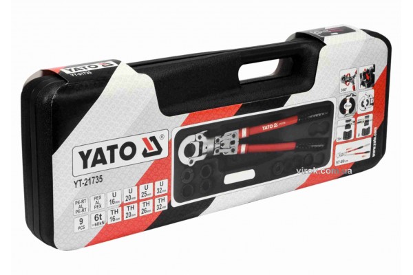Прес-кліщі для труб YATO 57-80 см з насадками 9 шт
