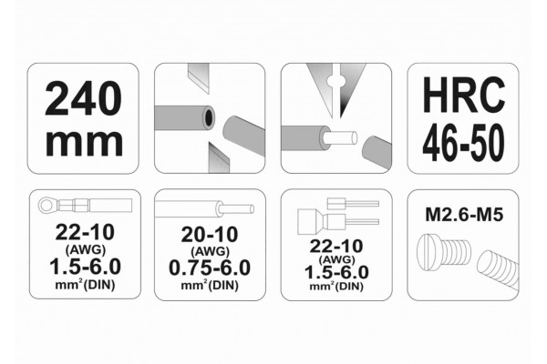 Кліщі для обтискання і зачистки проводів 1.5-6 мм² YATO 240 мм