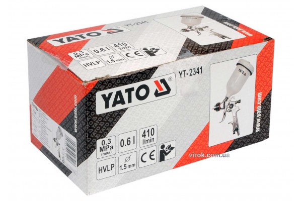 Пульверизатор YATO HVLP 1.5 з верхнім баком 0.6 л