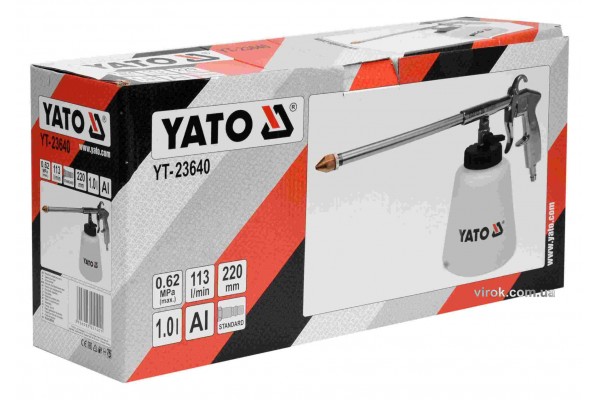 Пістолет пневматичний для утворення піни YATO з соплом 220 м 1 л 113 л/хв 0.62 МПа