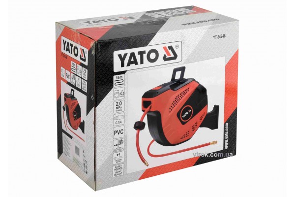 Шланг пневматичний YATO на котушці з автозмотуванням 12.5 мм 15 м