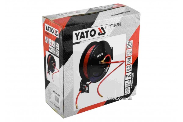 Шланг пневматичний YATO на котушці з автозмотуванням 9.5 мм 15 м