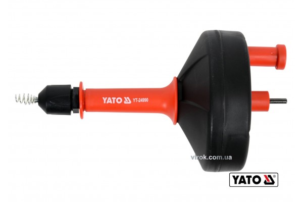 Трос для очищення каналізаційних труб на бобіні YATO 6 мм x 6 м з шпінделем до дрилі