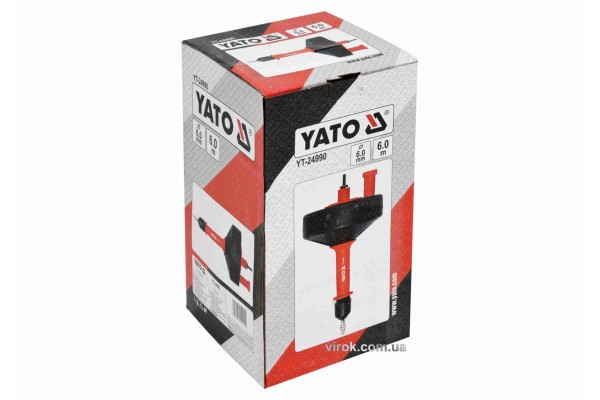 Трос для очищення каналізаційних труб на бобіні YATO 6 мм x 6 м з шпінделем до дрилі