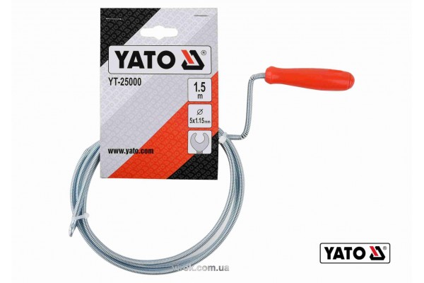 Трос для очищення каналізаційних труб YATO 5 мм x 1.5 м