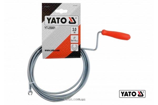 Трос для очищення каналізаційних труб YATO 5 мм x 3 м