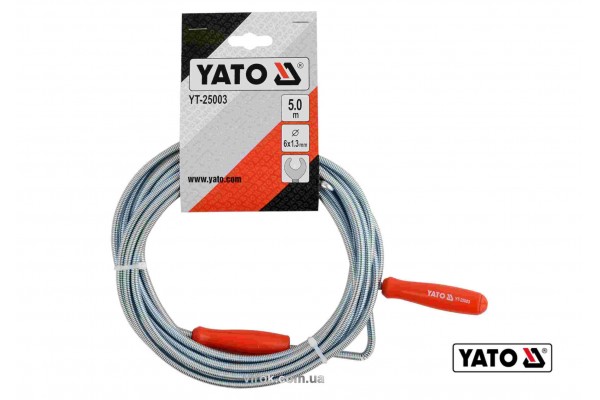Трос для очищення каналізаційних труб YATO 6 мм x 5 м