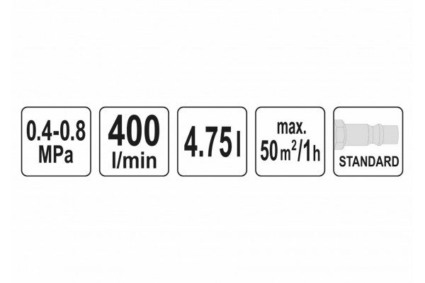Ковш пневматичний для штукатурки стін YATO 4.5 л 4-8 бар 400 л/хв 50 м²/год