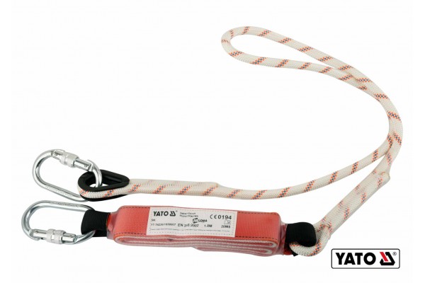 Мотузка з амортизатором і двома карабінами YATO 1.8 м Ø12 мм
