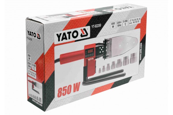 Паяльник для термопластикових труб YATO 850 Вт + 7 адаптерів 16-63 мм