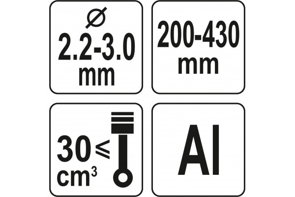 Головка для кріплення жилки до газонокосарок YATO : Ø=2.2-3.0 мм, l=200-430 мм, з алюмінію