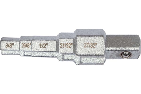 Ключ ступеневий з тріщаткою YATO : квадрат 1/2" для головок 3/8", 29/68", 1/2", 21/32", 27/32"