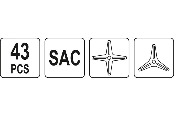 Інструменти для обслуговування муфт зчеплення YATO ряду SAC, компл. 43 елем.
