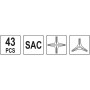 Інструменти для обслуговування муфт зчеплення YATO ряду SAC, компл. 43 елем.