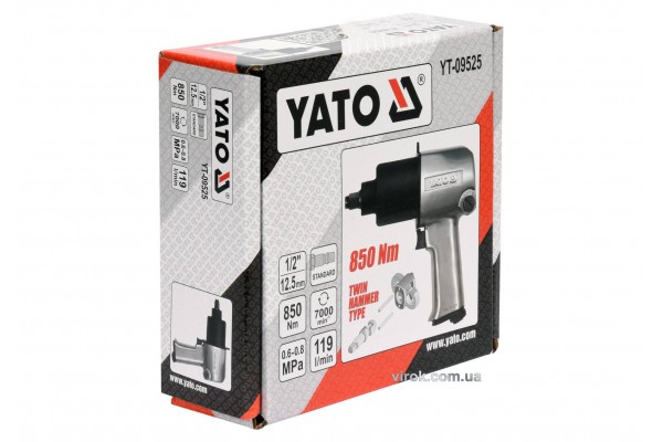 Гайковерт пневматичний ударний YATO 1/2" 850 Нм