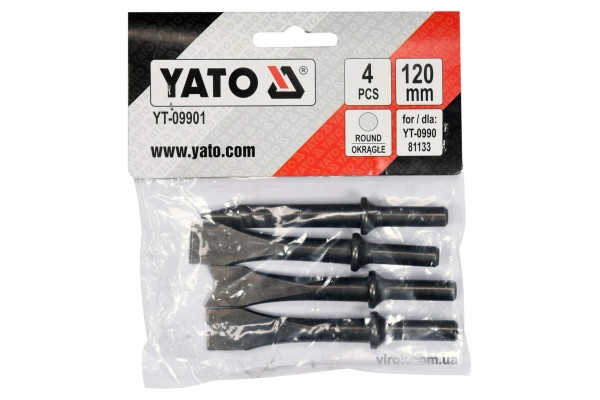 Набір зубил YATO для пневматичного молотка YT-0990 і 81133 120 мм 4 шт