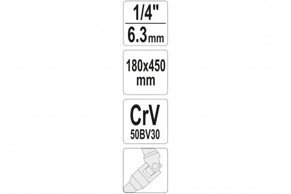 Ключ Т-подібний з карданом YATO до торцевих головок 1/4" 180 х 450 мм