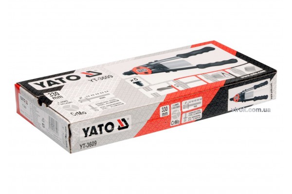 Заклепочник дворучний YATO для нітів Ø=3.2, 4, 4.8, 6, 6.4 мм 330 мм