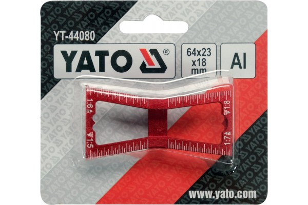 Шаблон розмічальний YATO контур "ластівковий хвіст" зі шкалою, 64х 23х 18 мм