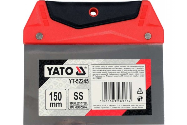 Шпатель для фінішного шпаклювання YATO, 150 мм t= 0.5 мм з нержавіючої сталі